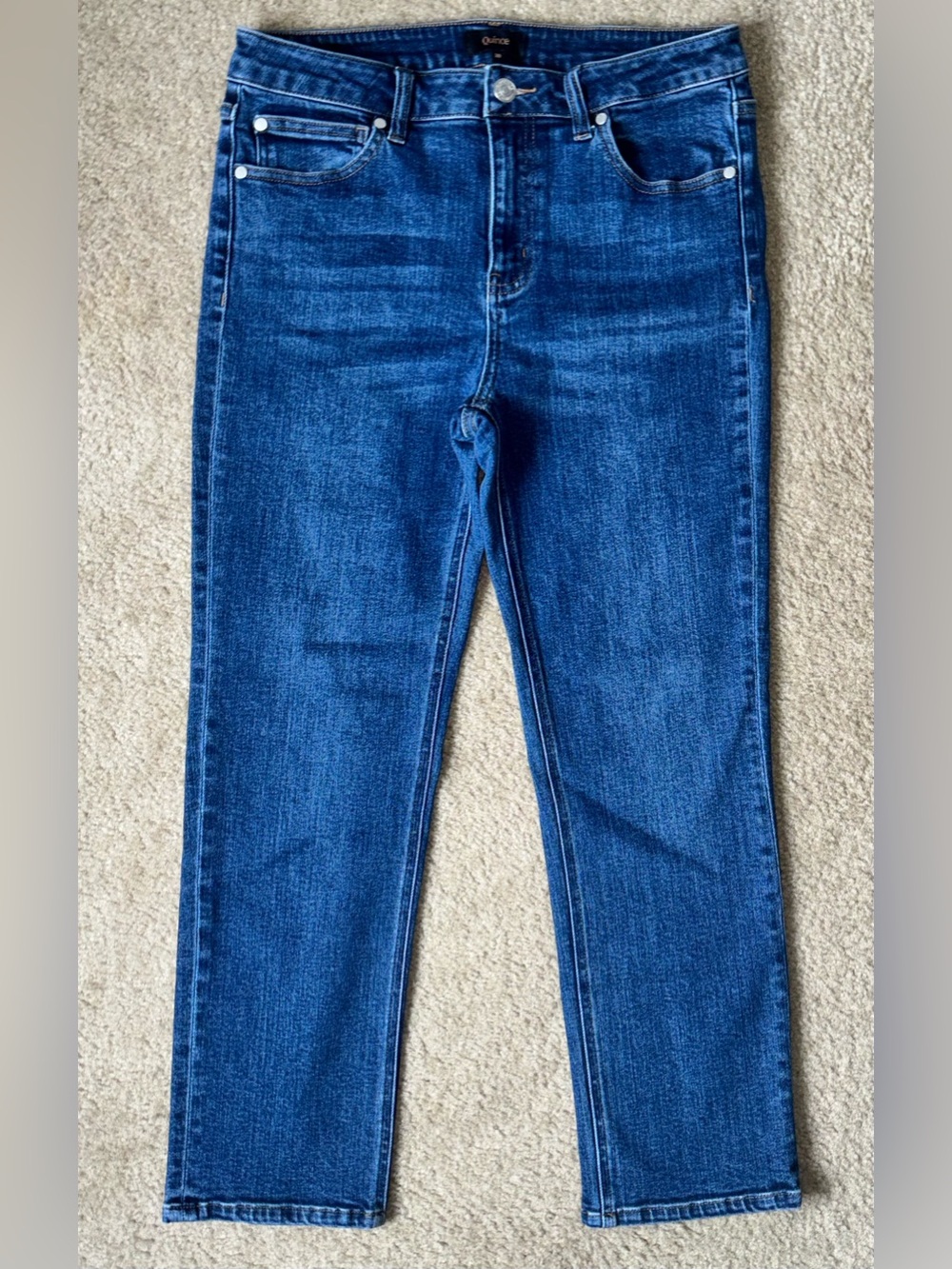 Quince Women's Straight Leg skinny Jeans - Dark Blue Wash